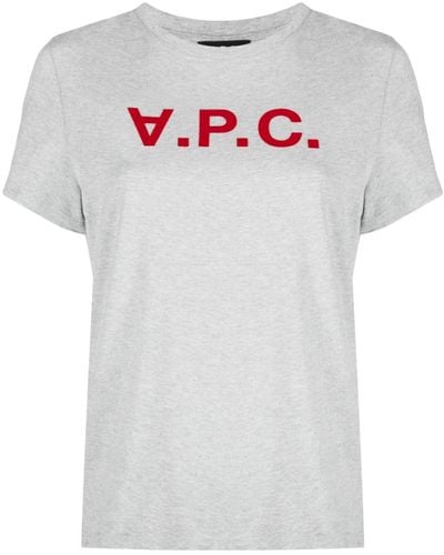 A.P.C. T-Shirt mit geflocktem Logo - Weiß