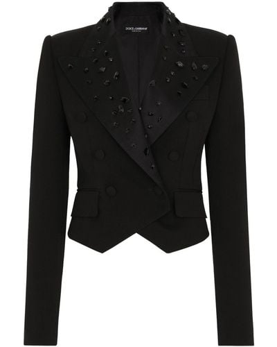 Dolce & Gabbana ビジュートリム クロップドジャケット - ブラック