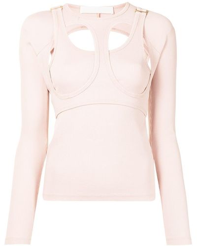 Dion Lee Cut-out Layered Cotton Top - Pink