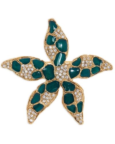 Oscar de la Renta Broche Starfish con detalles de cristal - Verde