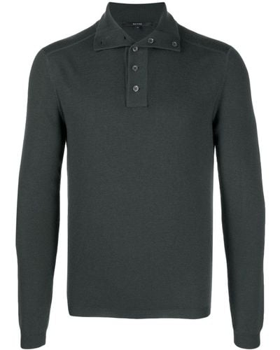 Gucci Long-sleeve Fine-knit Polo Top - Green
