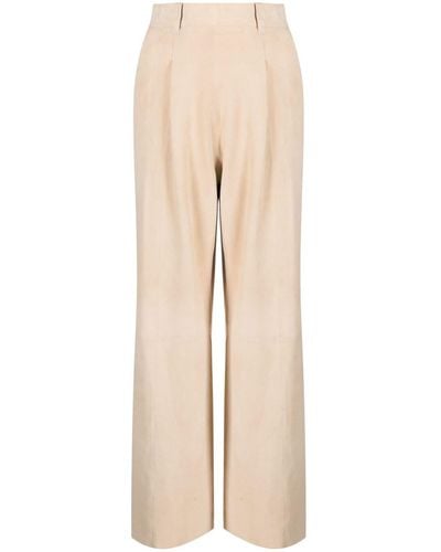 Forte Forte High-waisted Suede Trousers - Natural