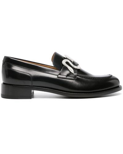 Rene Caovilla Rhinestone-embellished Leather Loafers - Black