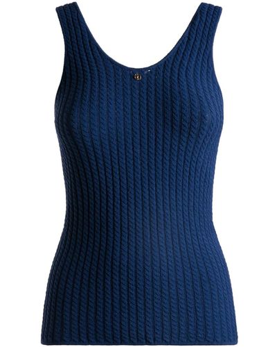 Bally Cut-out Knitted Tank Top - Blue