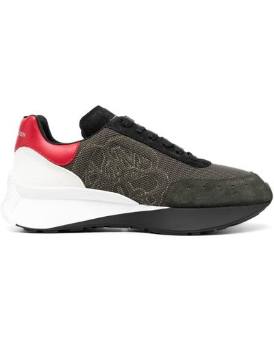 Alexander McQueen Logo-embroidered Lace-up Sneakers - Grey