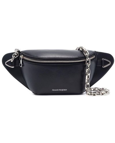 Alexander McQueen Sac banane en cuir à logo embossé - Gris