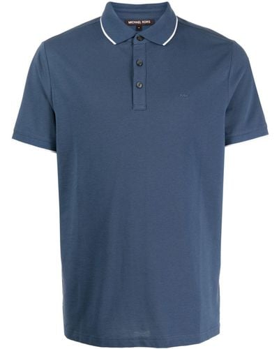 Michael Kors Logo-embroidered Cotton Polo Shirt - Blue