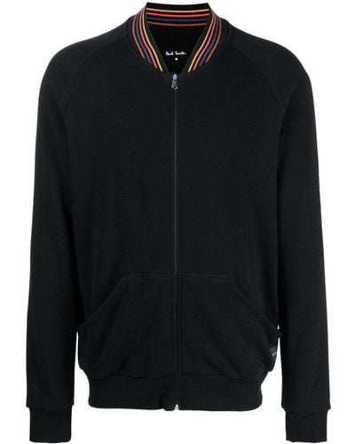 Paul Smith Striped-collar Logo-patch Jacket - Black