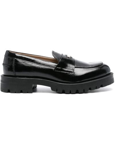 BOSS Loafers Met Logoplakkaat - Zwart