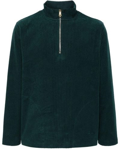 Paul Smith Brushed-cotton Half-zip Sweatshirt - Green