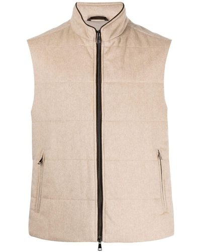 N.Peal Cashmere The Mall Quilted Cashmere Gilet - Natural