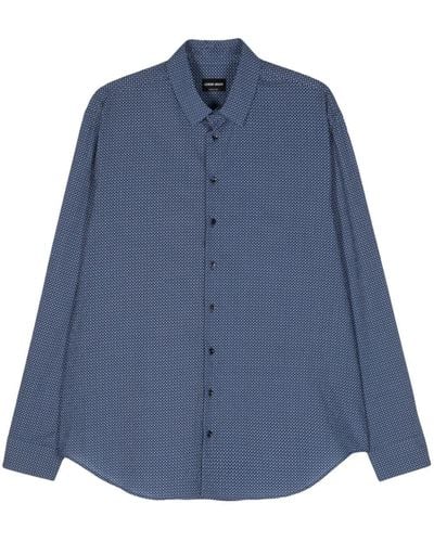 Giorgio Armani Gekreukt Overhemd Met Print - Blauw