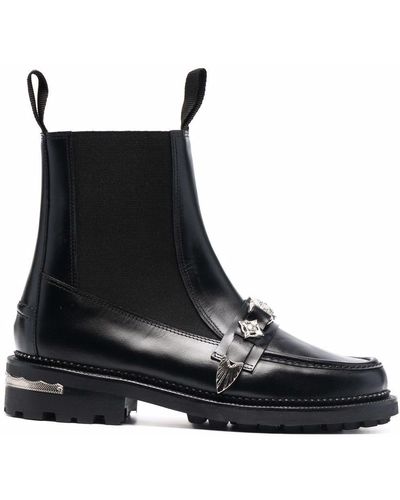 Toga Embellished Leather Boots - Black