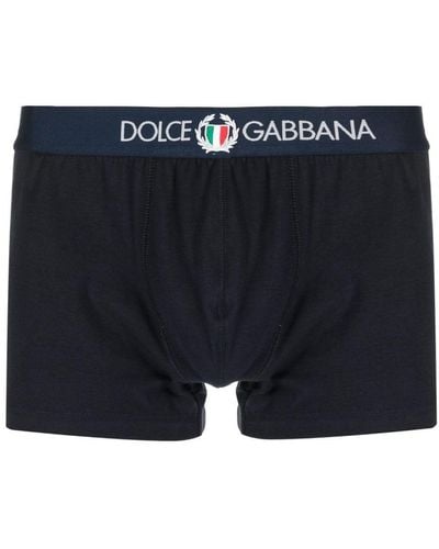 Dolce & Gabbana Boxer en coton à logo imprimé - Bleu