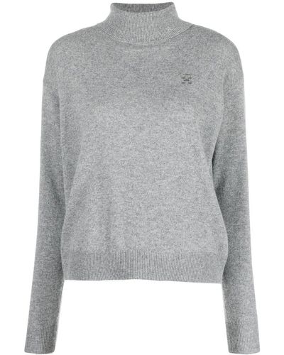 Tommy Hilfiger Logo-embroidered Roll-neck Sweater - Gray