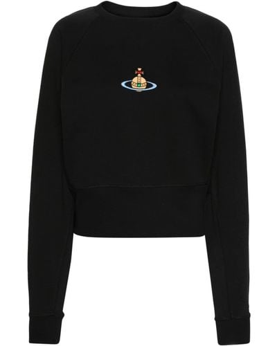 Vivienne Westwood Orb-logo-embroidery Cotton Sweatshirt - Black
