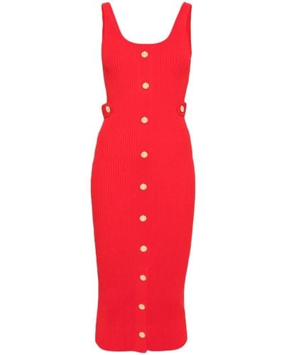 MICHAEL Michael Kors Vestido midi de canalé fino - Rojo