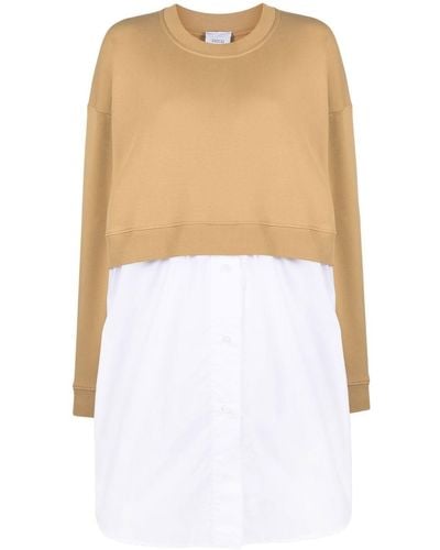 Patou Mixed Media Sweatshirt Dress - Brown