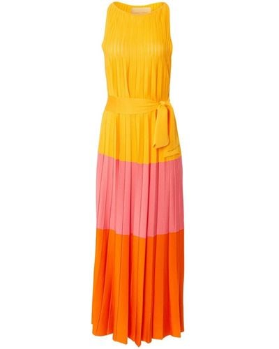 Carolina Herrera Colour-block Pleated Maxi Dress - Orange