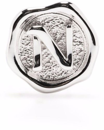 Maria Black Broche Pop Coin con letra N - Metálico