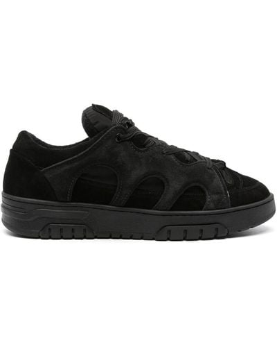 Paura Santha Paneled Lace-up Sneakers - Black