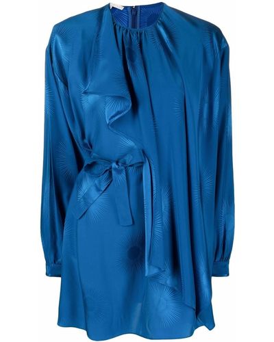 Stella McCartney Robe drapée à motif graphique - Bleu