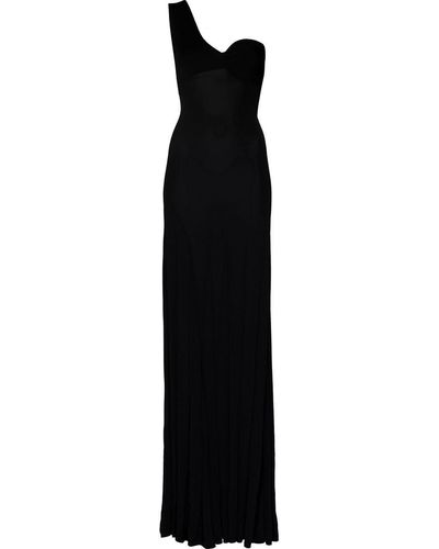 Paris Georgia Basics One-shoulder Draped Gown - Black