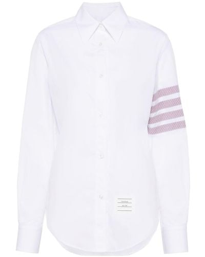 Thom Browne Popeline-Hemd mit Streifen - Weiß