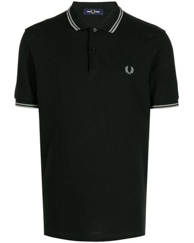 Fred Perry Logo Cotton Polo Shirt - Black
