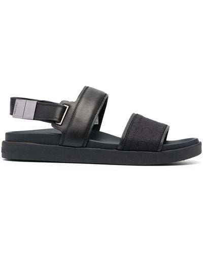 Calvin Klein Jacquard Leather Sandals - Black