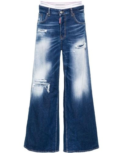 DSquared² Lockere Low-Rise-Jeans - Blau