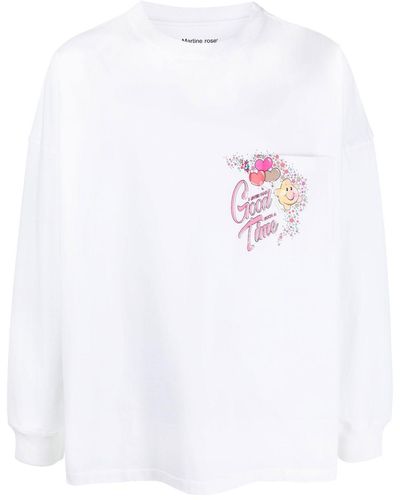 Martine Rose Logo-print Long-sleeve T-shirt - White