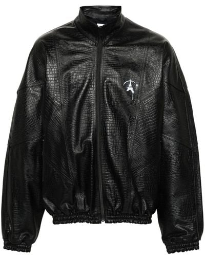 Doublet Logo-print Leather Jacket - Black