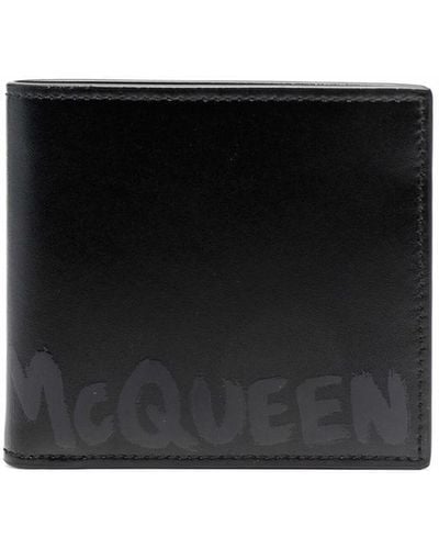 Alexander McQueen Portafoglio in pelle con stampa - Nero
