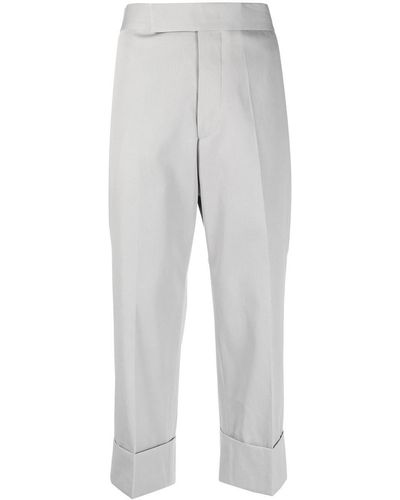 SAPIO Pressed-crease Cotton Cropped Pants - Grey