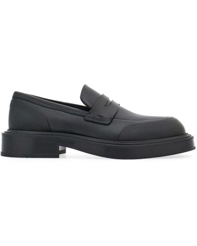Ferragamo Square-toe Leather Loafers - Grey