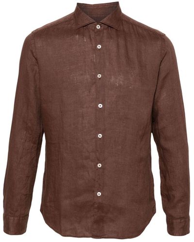 Altea Long-sleeve Linen Shirt - Brown