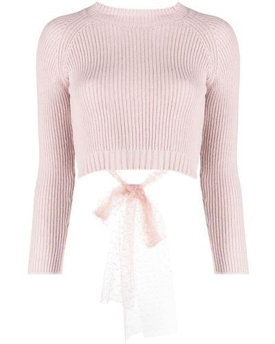 RED Valentino Bow-embellished Cropped Jumper - Roze