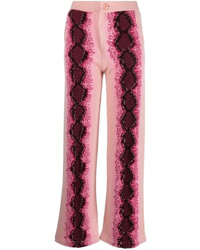 Barrie Python-jacquard Trousers - Red