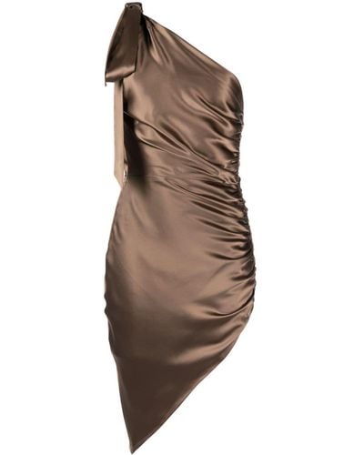 Michelle Mason Asymmetric Silk Dress - Brown