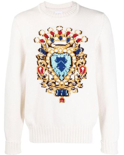 Barrie Cashmere Graphic-print Sweater - White