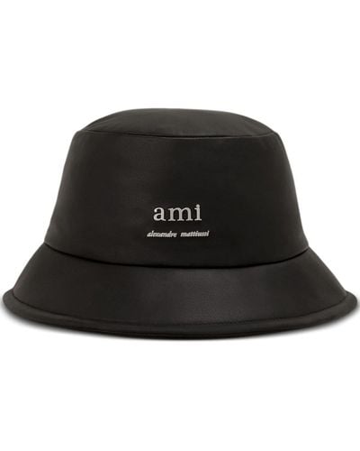 Ami Paris ロゴプレート バケットハット - ブラック