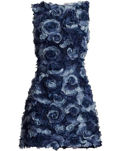Tadashi Shoji Flower Appliqué Sleeveless Dress - Blue