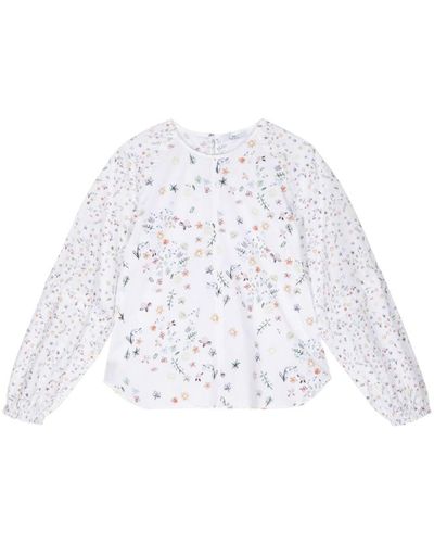 PS by Paul Smith Floral-print Long-sleeve Blouse - White