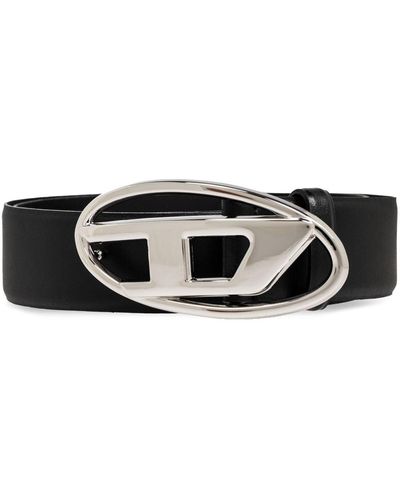 DIESEL 1dr Logo-buckle Leather Belt - Black