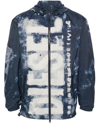 DIESEL J-warrett ロゴ フーデッドジャケット - ブルー