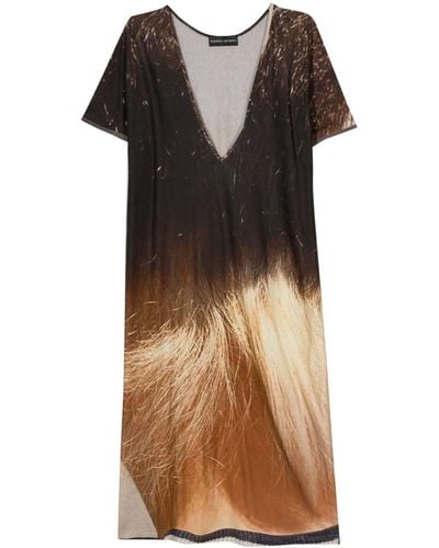 BARBARA BOLOGNA Robe mi-longue en coton à imprimé graphique - Marron