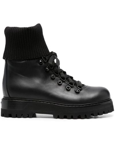 Le Silla St. Moritz Leather Ankle Boots - Black