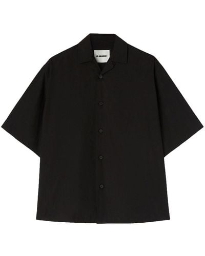 Jil Sander Chemise en coton à manches courtes - Noir