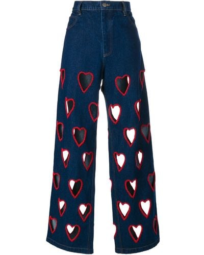 Ashish Cut-out Heart Flared Jeans - Blue